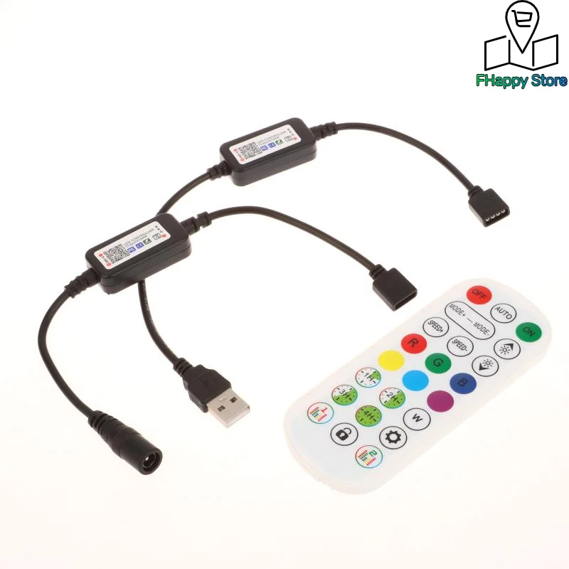 

1 комплект RGB цветных светодиодных лент для управления через приложение DC USB 5 В-24 В, музыкальная красочная лента, мини-контроллер Bluetooth