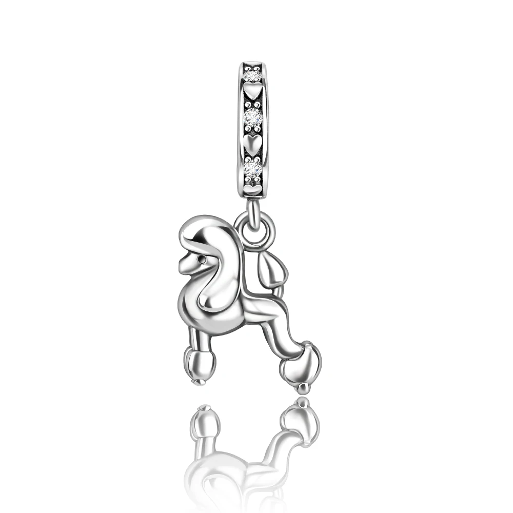 

Ahthen 925 Sterling Silver Hot Sale Beads Adorable Poodle Charm fit Snake Chain Bracelets Necklaces for Women Jewelry Making