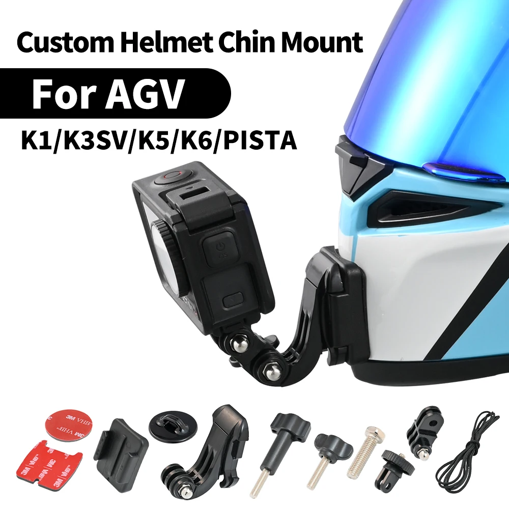 Customized For K1/K3 SV/K5/K6/Pista Aluminium Helmet Chin Mount For AGV for GoPro Hero 13/12/11 Insta360 X4/X3 DJI Action 5Pro/4