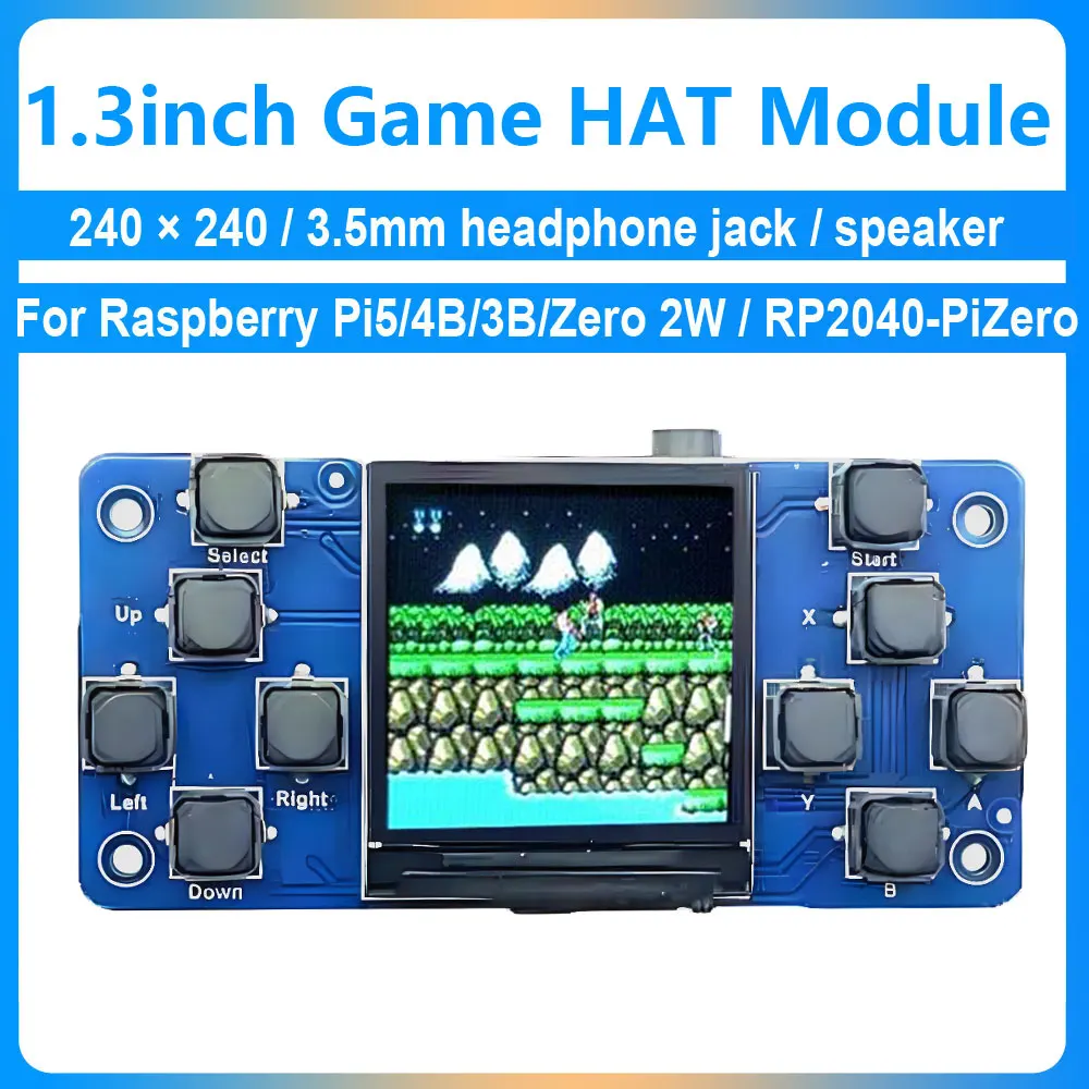 1.3inch LCD Display Screen Game Module With Button AND Audio Buzzer Speaker For Raspberry Pi Zero 2W/3B/4B/5/ RP2040-PiZero