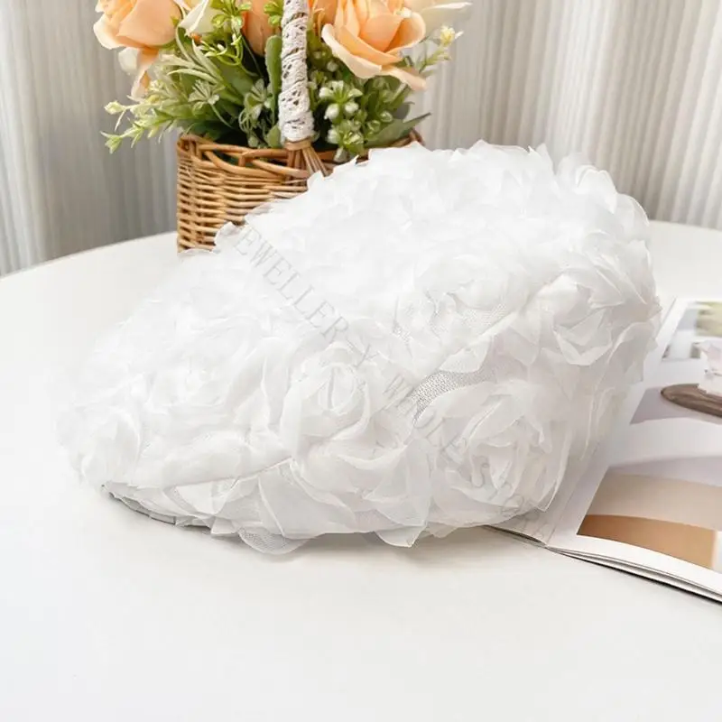 R7UF Breathable Cap With Rose Design Soft Polyester Hat Traditional Fashion Hat For Artistic Event And Dating