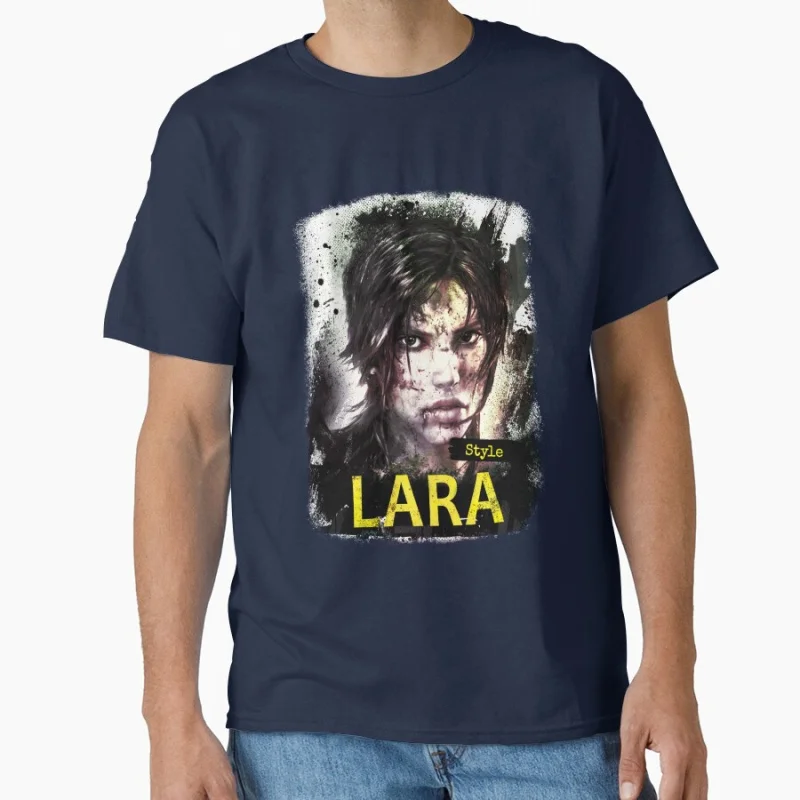 العبقري غريب الأطوار تومب رايدر لارا كروفت 80s لعبة فيديو هدية تي شيرت للرجل بلوزات كبيرة الحجم 100% ملابس قطنية مطبوعة #2