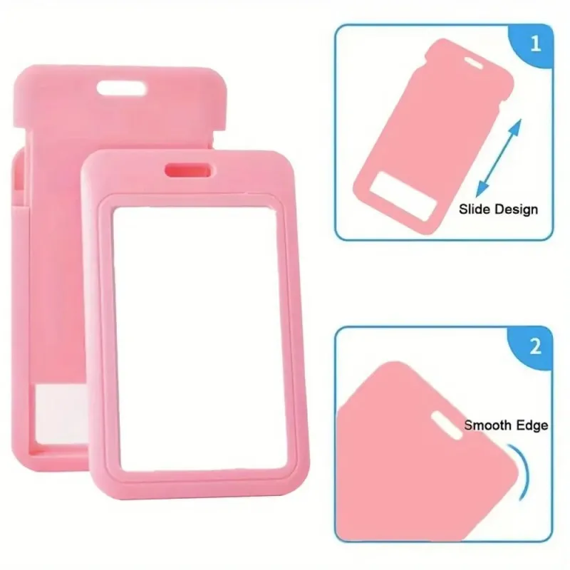 Durable Pass Card Holder - With sliding cover、The durable keychain card holder includes a lanyard and cute bunny and heart penda view 4