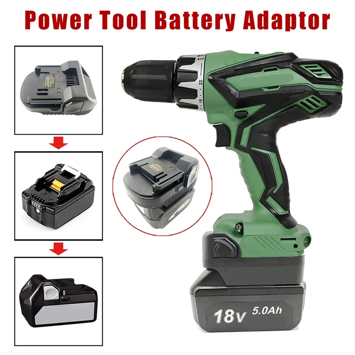 MT18HK Adapter for Makita 18V Lithium Battery Convert to for Hitachi / Hikoki 18V Li-Ion Batttery Power Tool