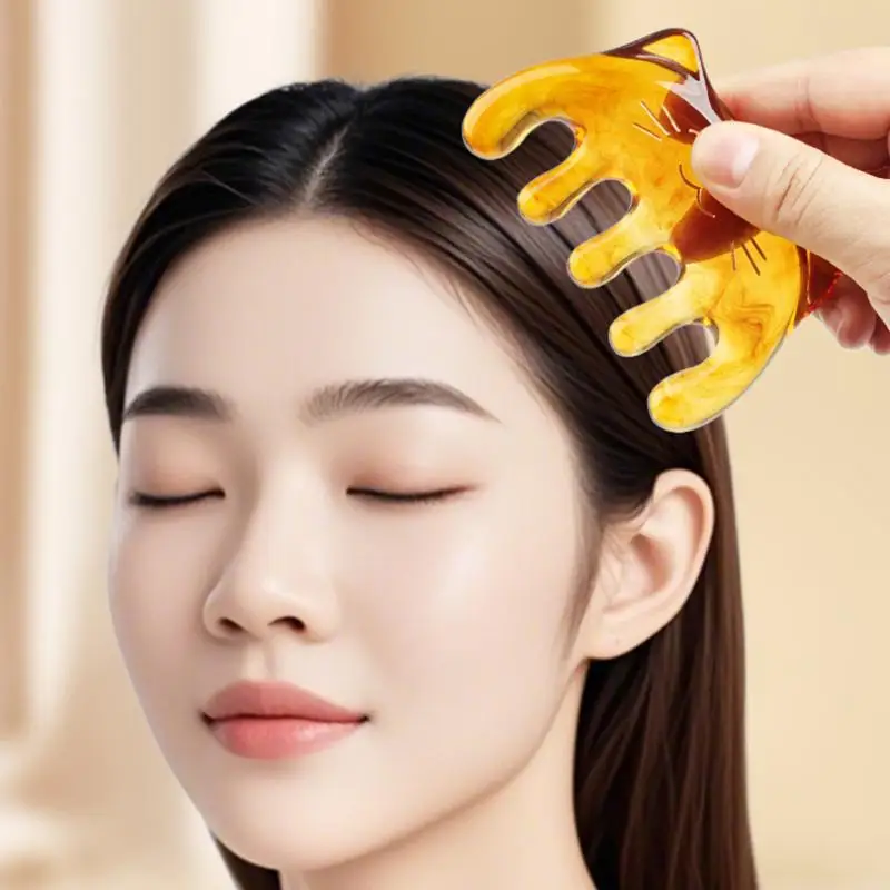 Wide Toothed Comb 1Pcs Resin Guasha SPA Scalp Massage Brush Pocket Hair Care Tool Styling Accessory Detangling Comb for Travel