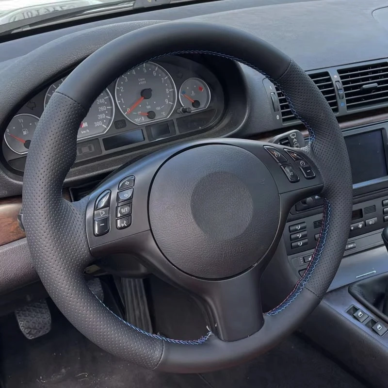 Perforated Microfiber Leather Braiding Car Steering Wheel Cover for BMW M Sport M3 E46 M5 E39 Accessories Car-styling