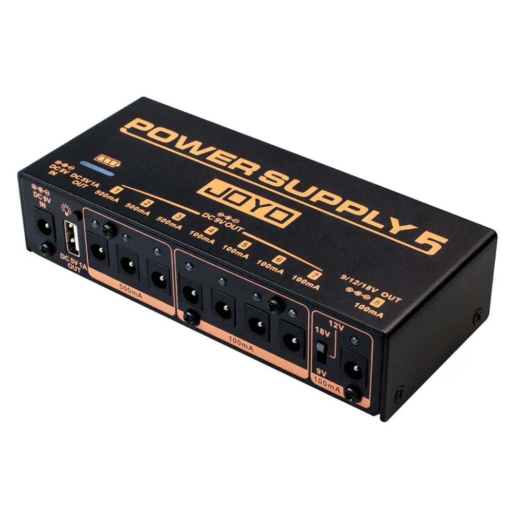 JOYO JP-05 기타 이펙트 페달 전원 공급 장치, 충전식 4400mAh 배터리, 8 절연 DC 출력, 9V, 12V, 18V 기타 이펙트 전원