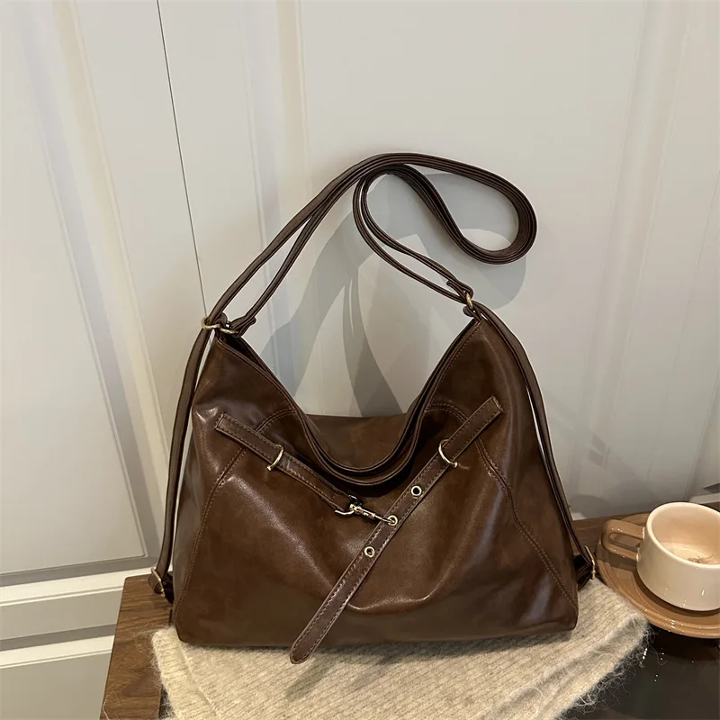 حقيبة كروس كلاسيكية من جلد البولي يوريثان بسعة كبيرة Harajuku Y2K حقيبة كتف نسائية مقاومة للماء على الطراز الكوري حقيبة حمل للطلاب #1