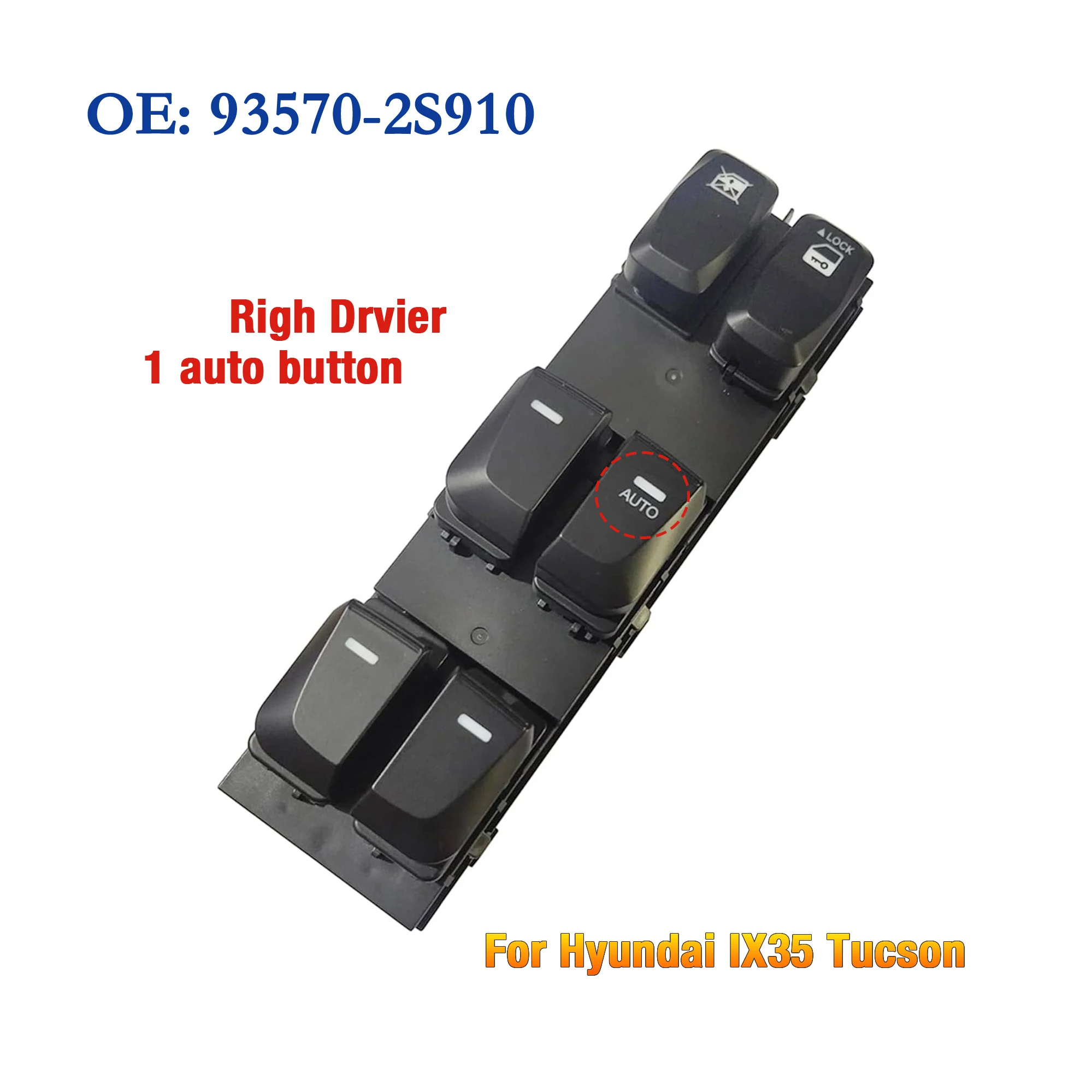 93570-2S910 935702S910 For Hyundai IX35 Tucson 2009-2015,RHD Front Right Drvier Side Power Window Master Control Switch Button