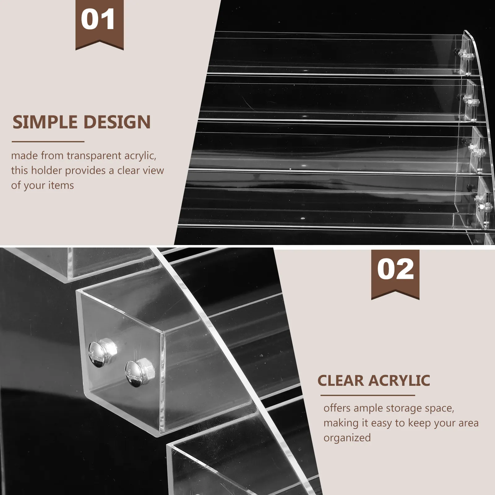 Transparent Acrylic Desktop Rack Card Holder Five-Tier Stable Design Large Capacity for Brochures Raffle Tickets Greeting Cards