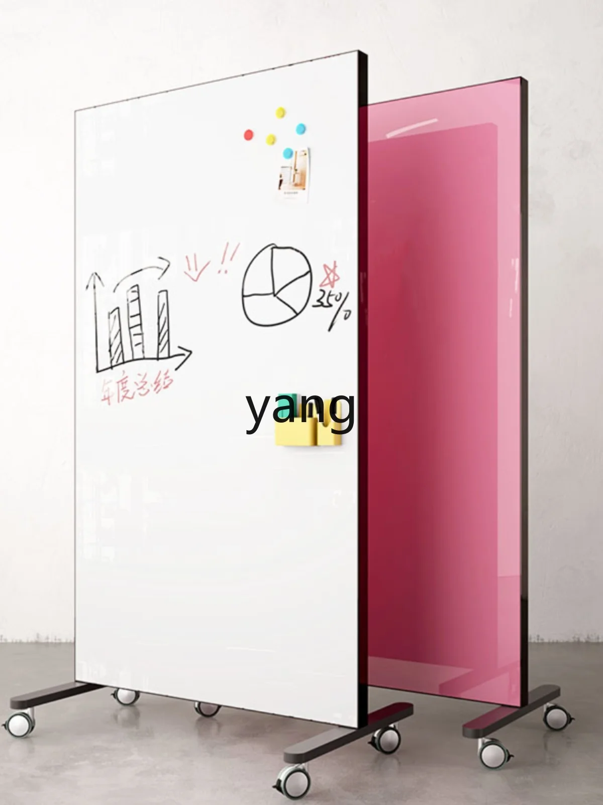 CX Magnetic Tempered Glass Whiteboard Floor-Mounted Removable Office Meeting Notes Message Board