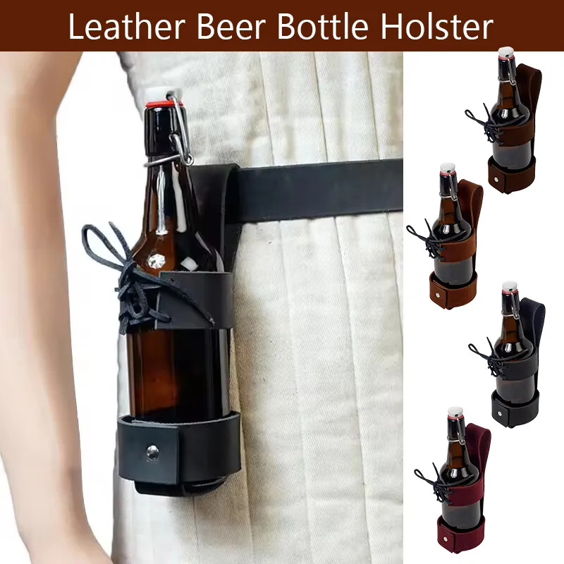 

Medieval Belt Steam Leather Belt Steampunk Beer Bottle Holster Viking Flask Mug Belt Pouch Carry Holder Costume Props