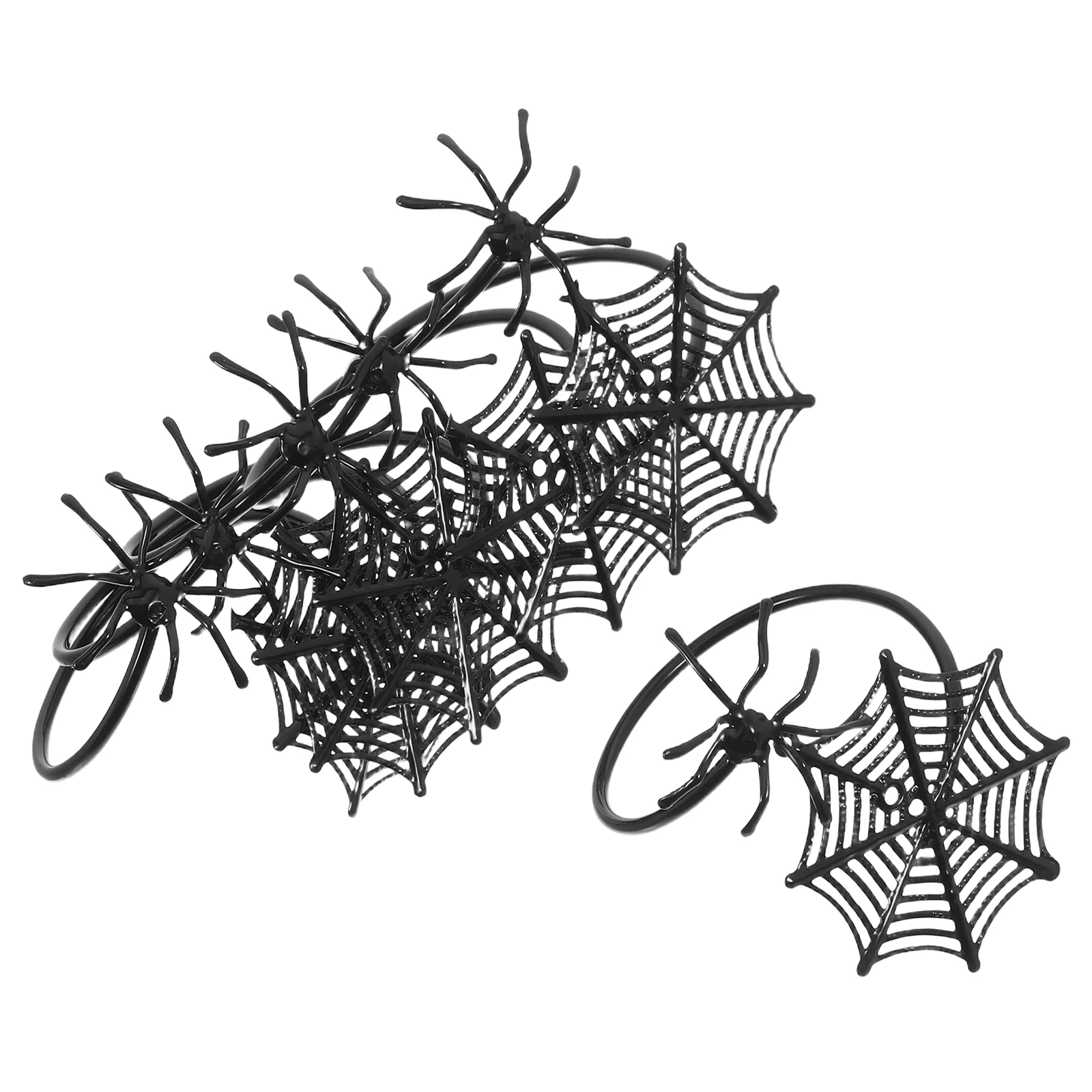 

6Pcs Spider Web Napkin Rings Halloween Napkin Holder Black Spider Design Table Decorations Party Dinner Serviette Rings