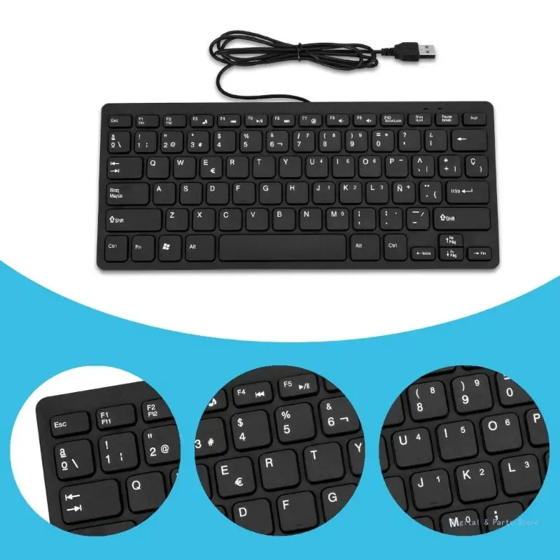 M17F Spanish Keyboards Replacement Black Background with White Letters for Computer Laptop Notebook Desktop