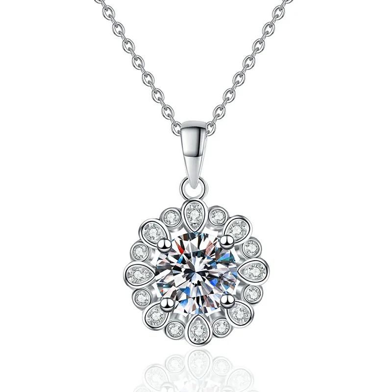 

XL241 Lefei Fashion Luxury Trendy Classic Moissanite Creative Sunflower Necklace For Charms Women 925 Silver Party Jewelry Gifts