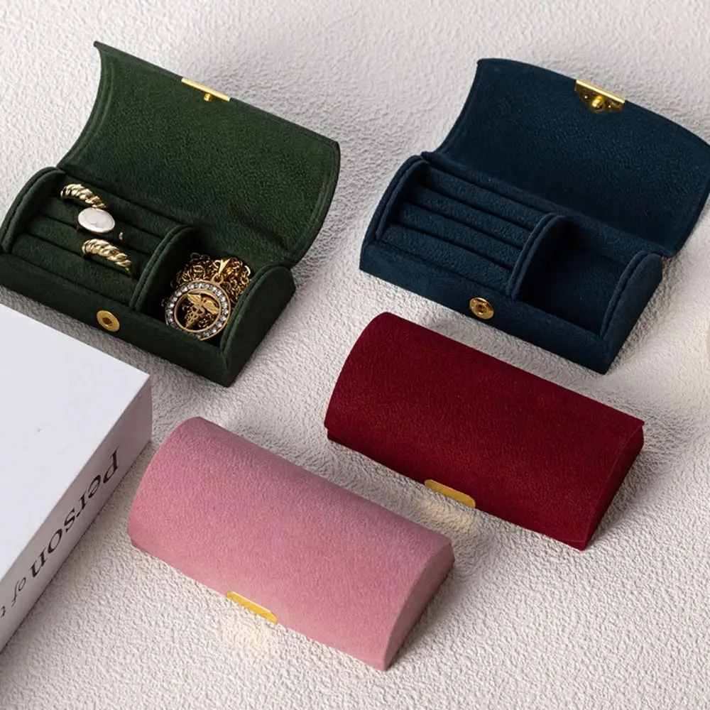 

New Elegant Jewelry Box Arch Face Portable Jewelry Organizer Suede Surface Beaded Jewelry Box Bracelet Earring
