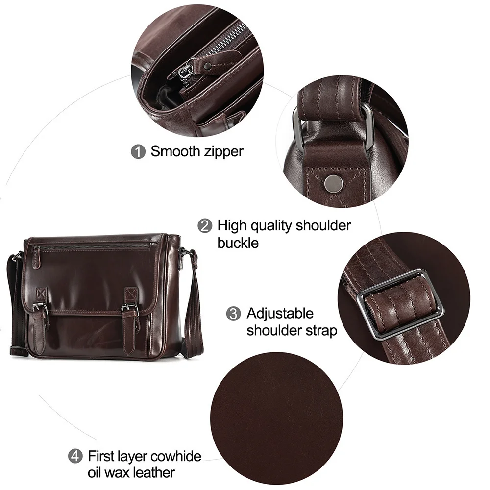 Echt leder Umhängetasche für Männer Klappe Schulter Arbeit Geschäfts reise Cross body 11 "Tablet Schulranzen Handtaschen