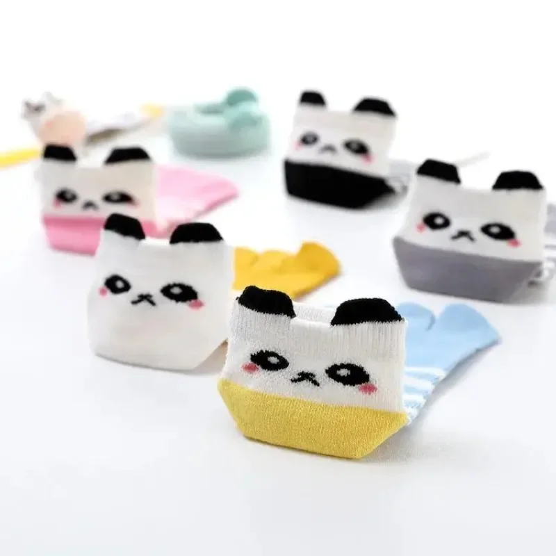 Summer Mesh Cotton Cartoon Cute Five Finger Socks for Kids Boys Girls Children Socks Korean Breathable Panda Ears Ankle Socks