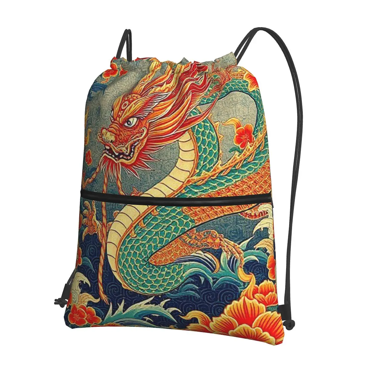 Chinese Dragon Asian Oriental Style Art Backpacks Portable Drawstring Bags Sports Bag Book Bags for Man Woman School
