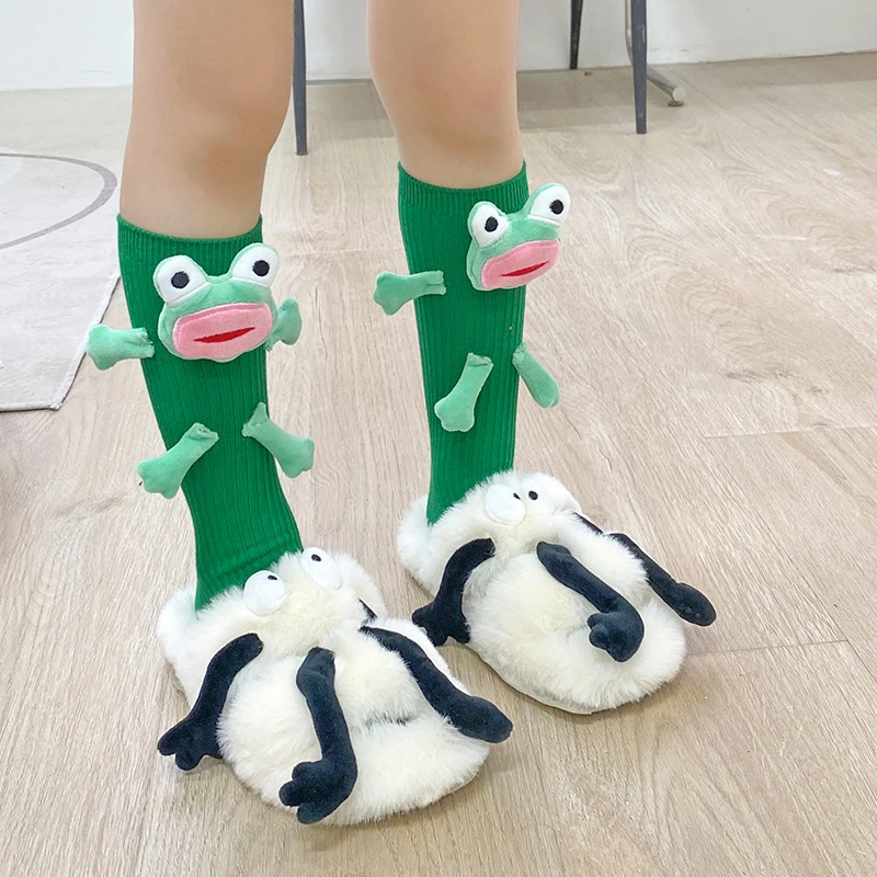 Cartoon Funny Frog Children's Socks Funny Women's Trend Models Ugly Cute Calf Socks For Outside Wear Cute Socks Holiday Gifts