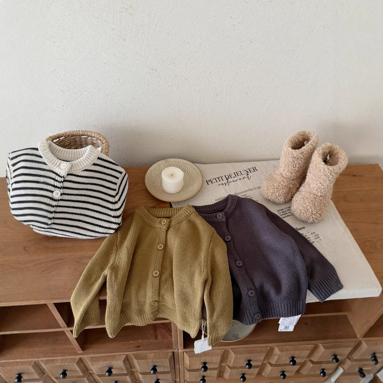 Fall Kids Cardigan Korean Style Knit Sweater Jacket Unisex Boys Girls Open Front Soft Cotton Coat 0-4 Years New Arrival​