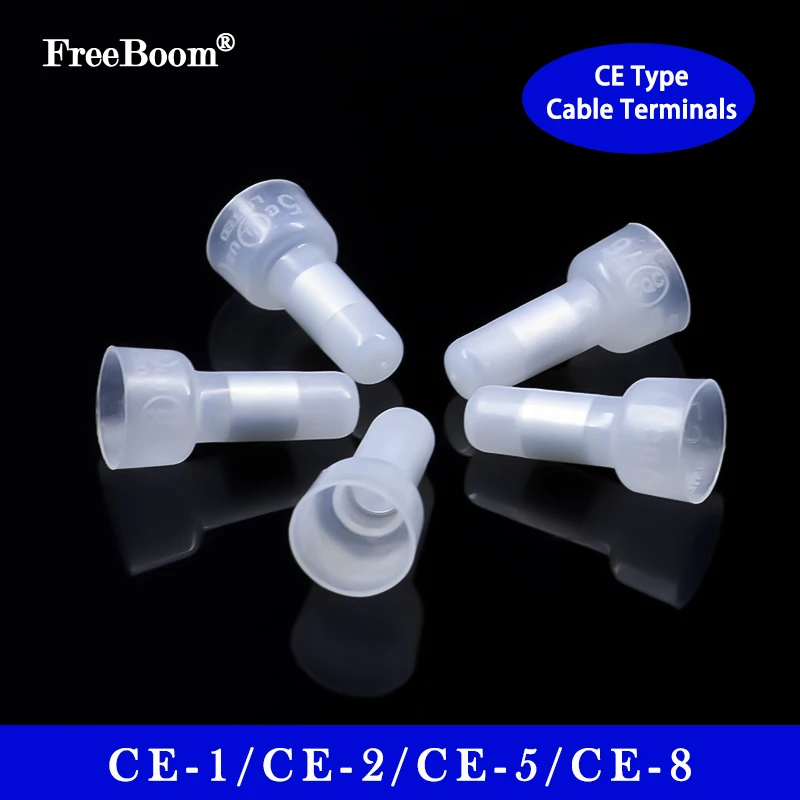 CE-1 CE-2 CE-5 CE-8 Wire Terminal 10~2000pcs CE Type Pressure Line Nylon66 Closed End Cap Connector Car Audio Cable Crimp Splice