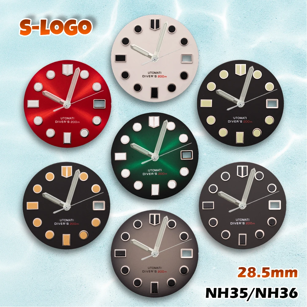 

Универсальный совместимый циферблат 28,5 мм для NH35/NH36/4R/7S | Дизайн логотипа S | Высококачественные аксессуары для модификации мужских часов