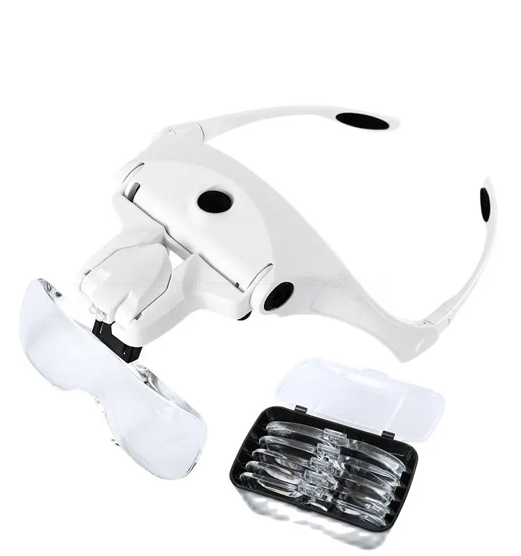 

Head mounted five kinds of multiple double LED light reading maintenance inspection micro carving beauty embroidery magnifier