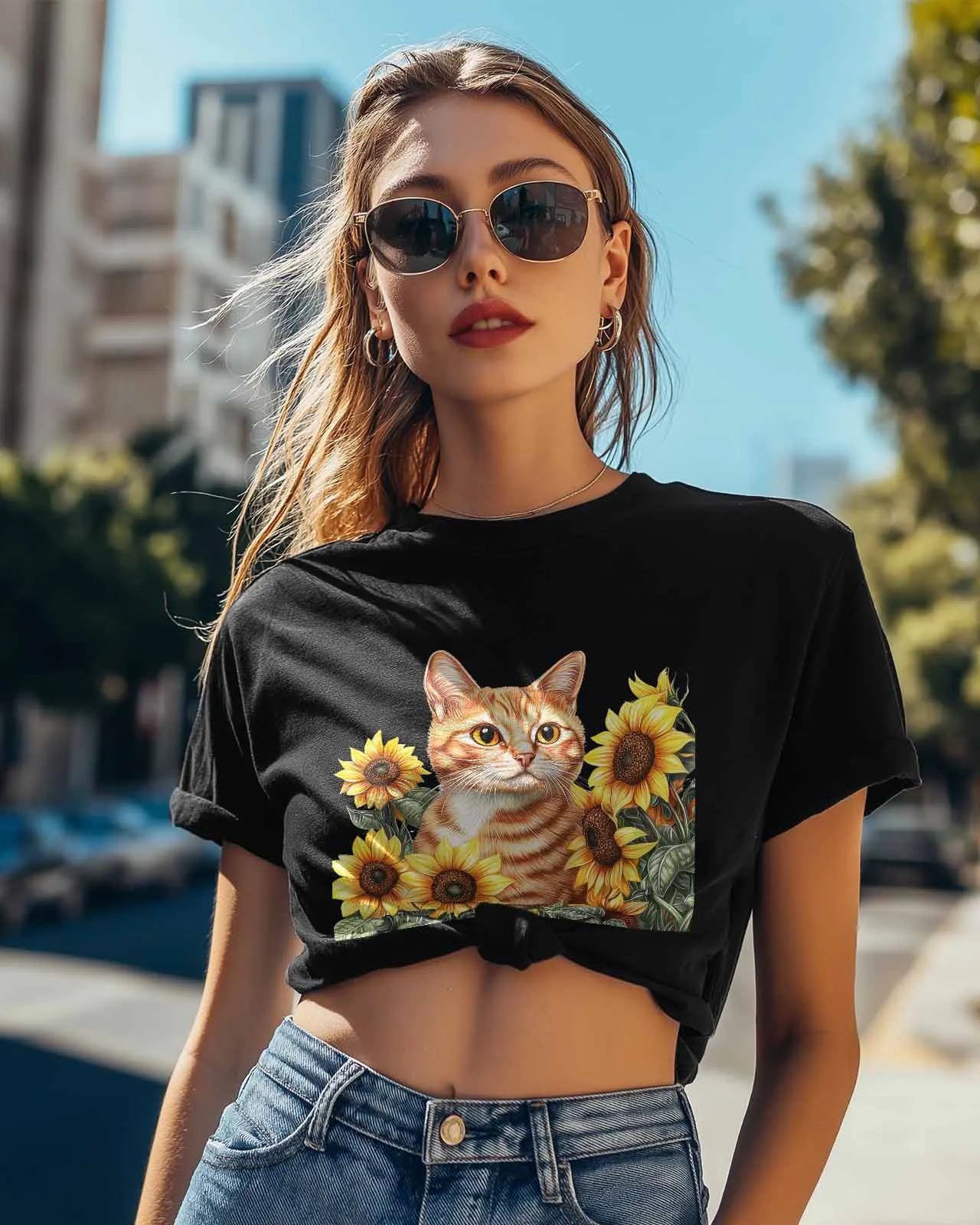 Sunflower Animals T-Shirt Lover Gift Sweatshirt Fitness T-shirt Short Sleeve O-neck Clothing Tops