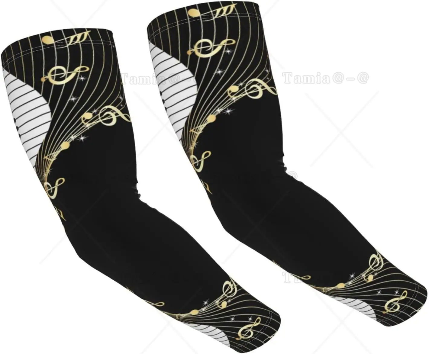Music Note Cooling Sleeves for Women Men,Fashion Sun Protection Arm Sleeves With Thumb Hole for Outdoor Sports