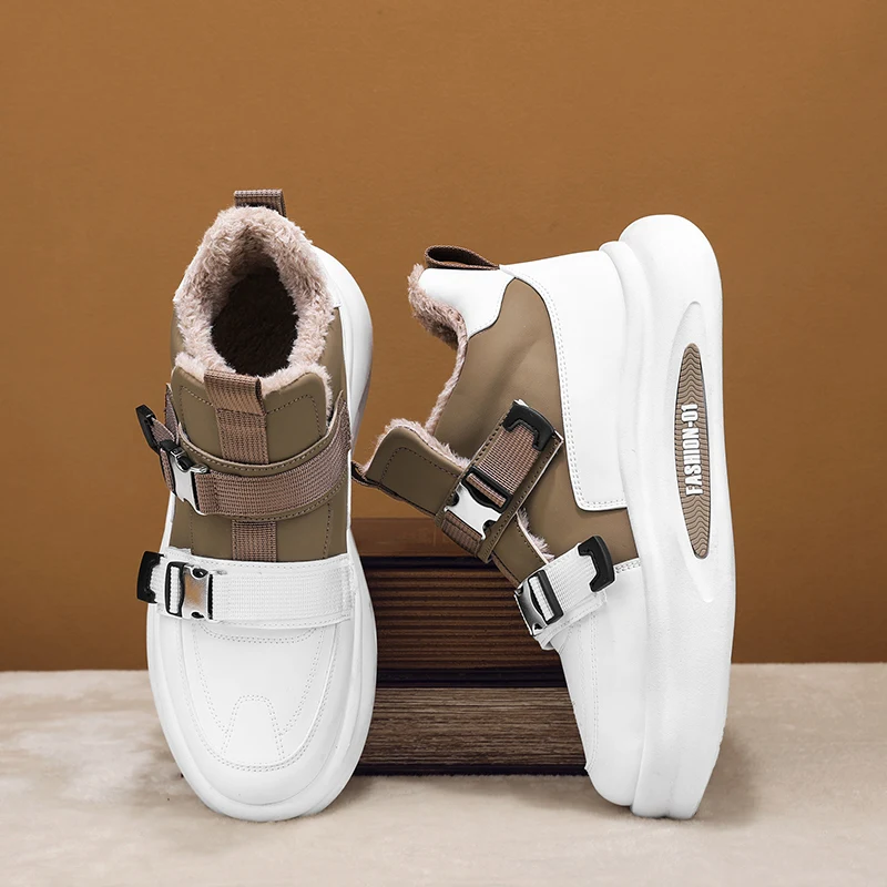 High Top Men's Shoes Winter Warm Men's Velcro Thick Soles Increase Sports Casual Fashion Shoes