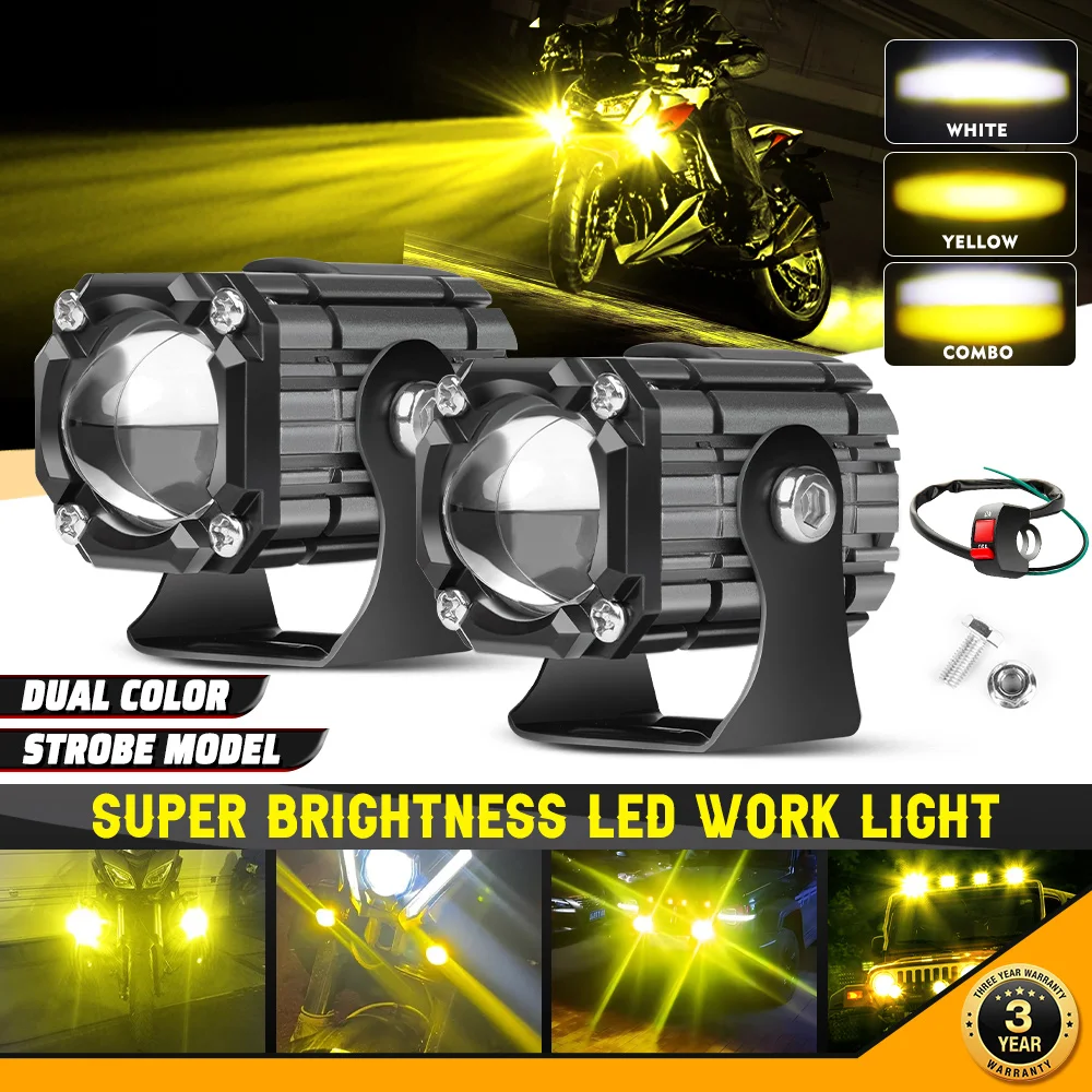 

Motorcycle Headlight Led Fog Lights 12V 24V Universal Auxiliary Driving Additional Spotlight for Motorbike Offroad Work Light