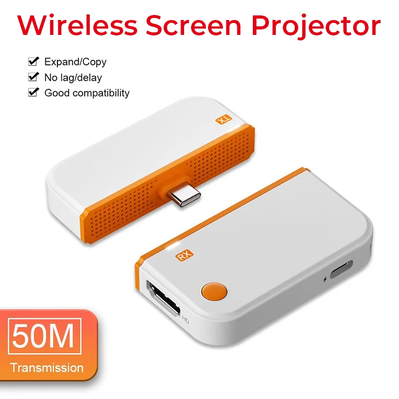 50m Type C HDMI-Compatible Wireless Video Transmitter Receiver Extender Adapter TV Stick Dongle for Laptop PC Phone TV Monitor