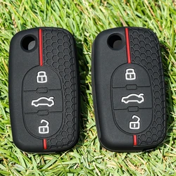 Silicone Remote Key Case Cover Holder 3 Button For Audi A2 S4 RS4 A6 S6 allroad A3 S3 A4 A8 S8 Roadster Cabriolet RS6 2003 2004