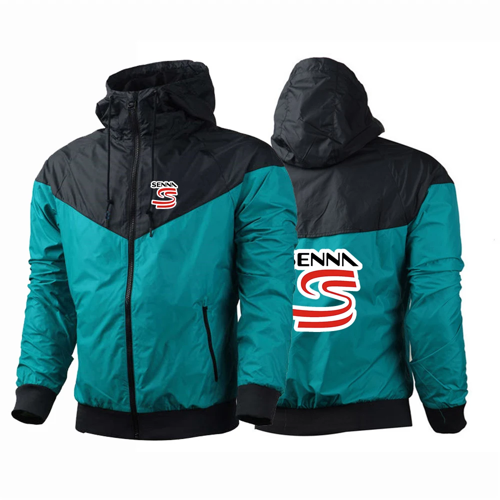 2025-パーカー春と秋の男の軽量ウインドブレーカー登山スーツコートアイルトン・セナロゴプリントスポーツジャケット