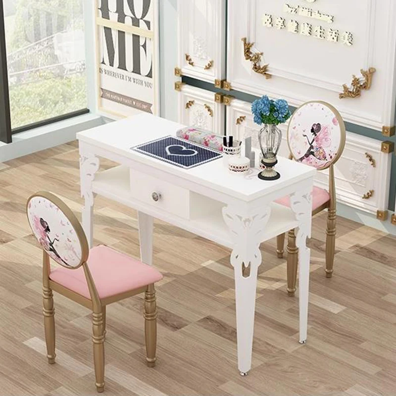 Nordic Cream Style Manicure Table Modern Dressing Japanese Retro Nail Tables Storage Simple Salon Furniture Mesa Manicura LLMT