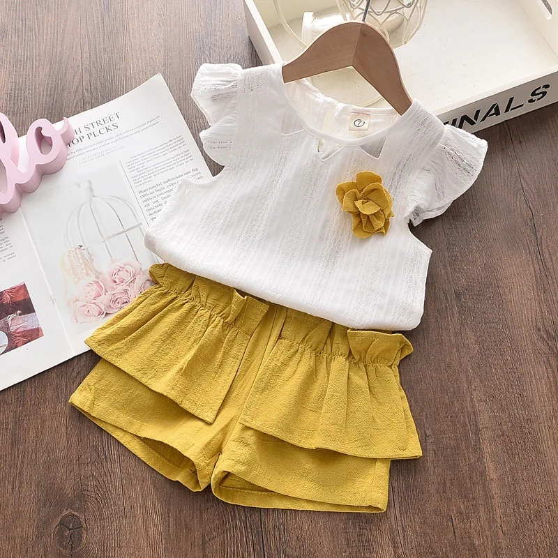 Kid Baby Girls Clothes Sets Summer Sleeveless Tops Shorts Fashion Lovely Clothing