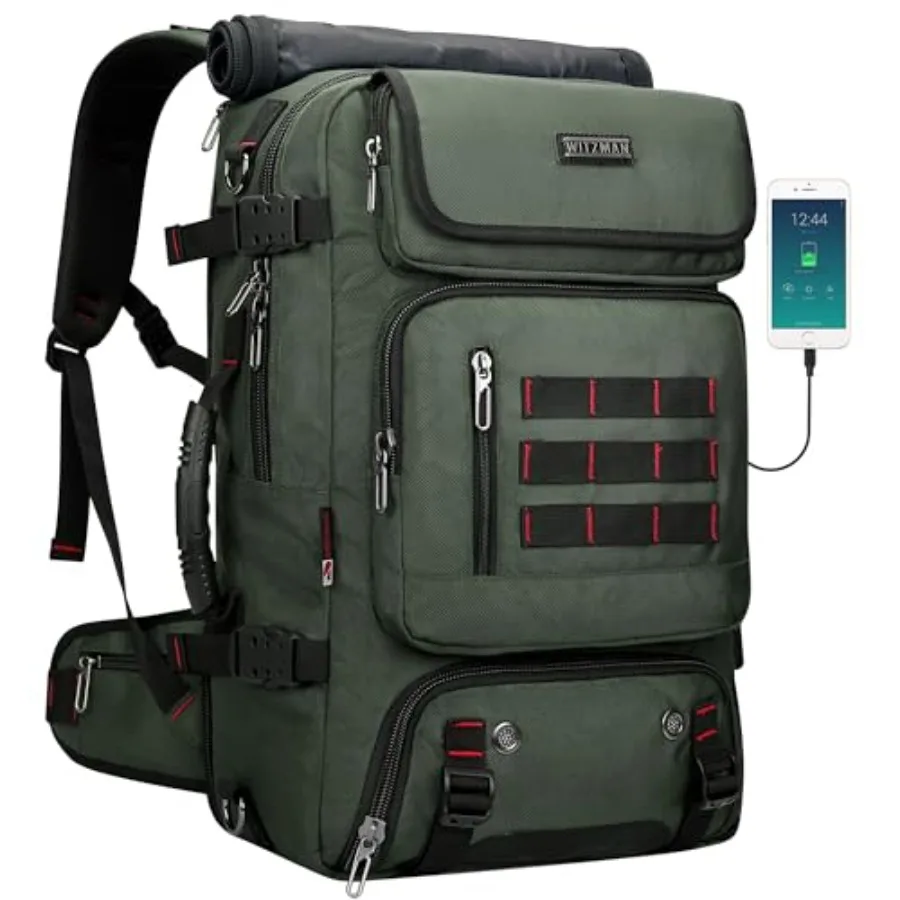 

WITZMAN Carry on дорожный рюкзак для мужчин и женщин, одобренный авиакомпанией, трансформируемый нейлоновый дорожный рюкзак, сумка для багажа B682, армейский зеленый цвет
