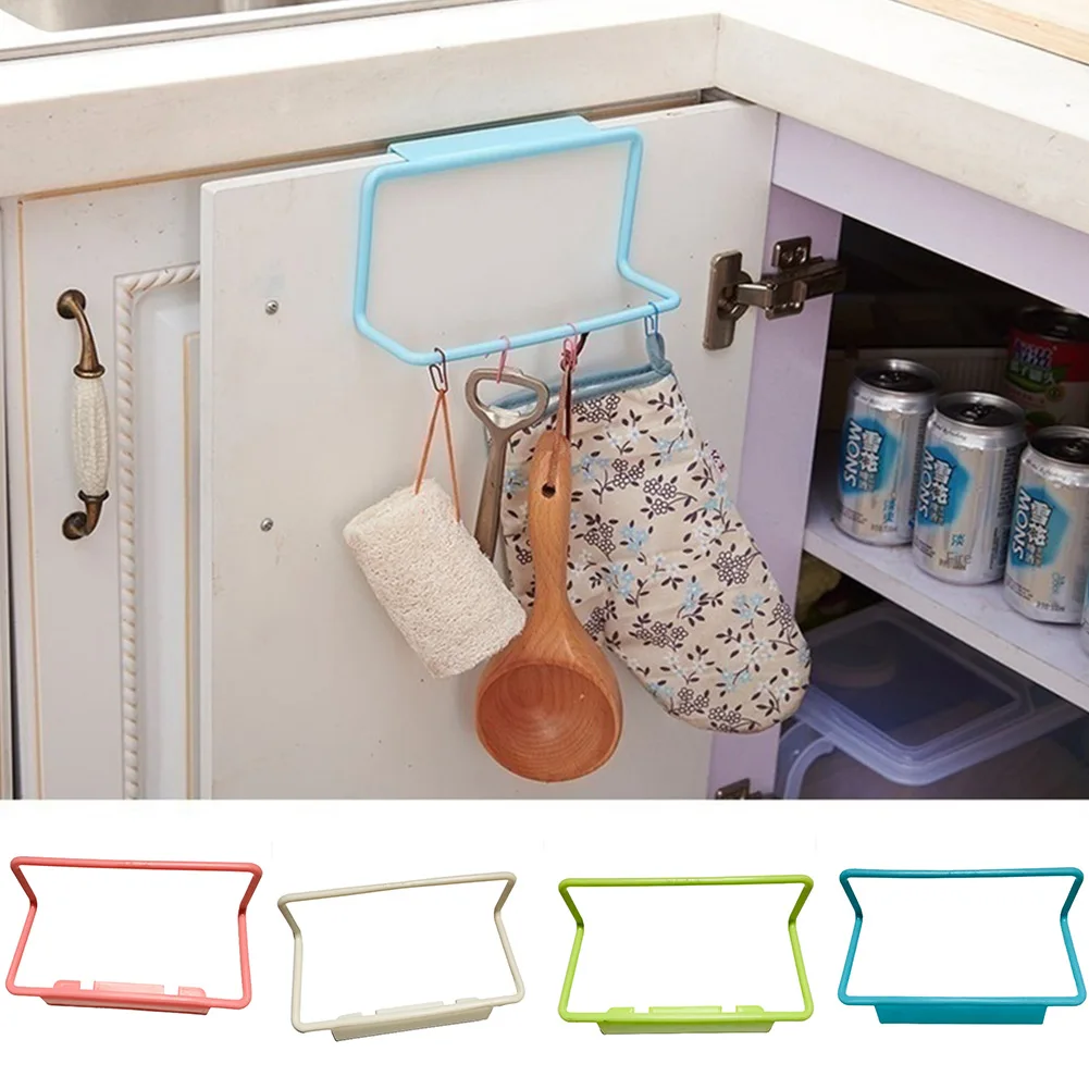 Towel Rag Holder Multifunction Plastic Hanging Holder Towel Rag Rack Punch-Free Home Storager 19cm*6cm