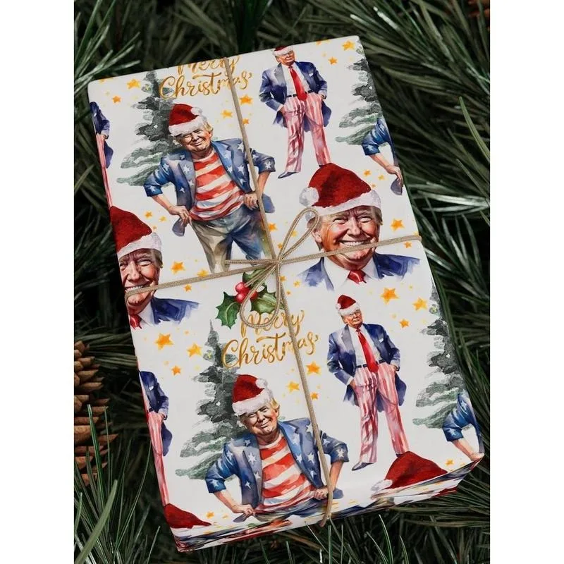 President Donald Wrapping Paper, President Gift Wrap for Christmas, President Unique Holiday Wrapping Paper, Santa Wrap Paper