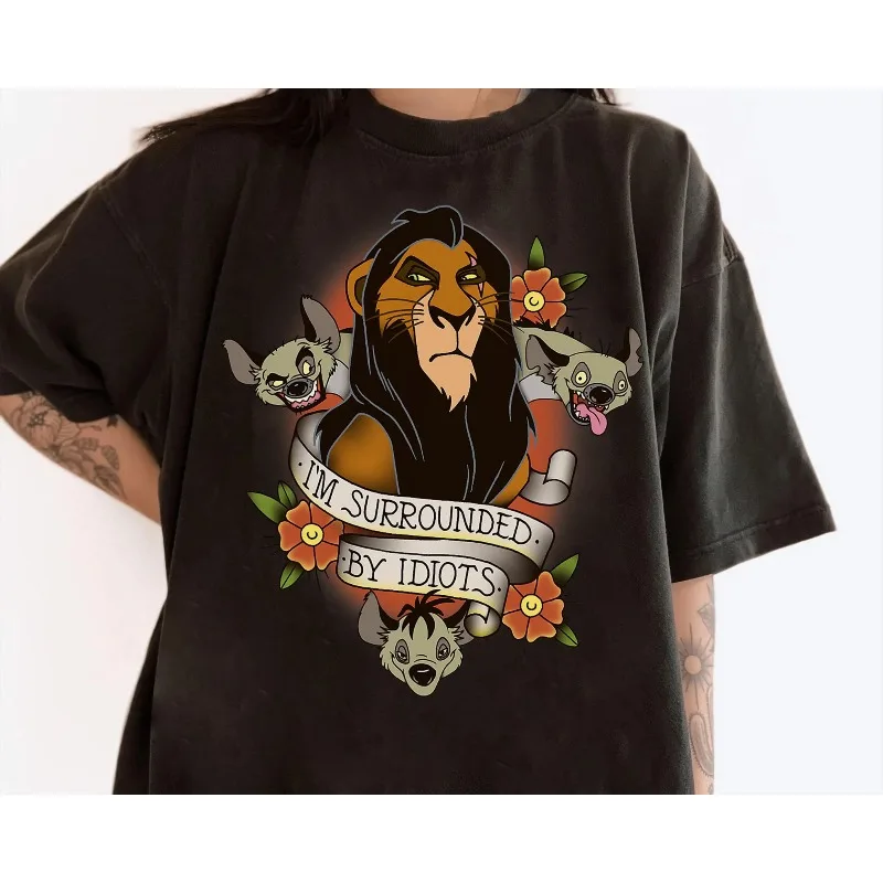 

Футболка Disney King Lion Scar and Hyenas I'm Surrounded By Idiots Рубашка Disney Scar Villain Family Shirt Disneyland Trip