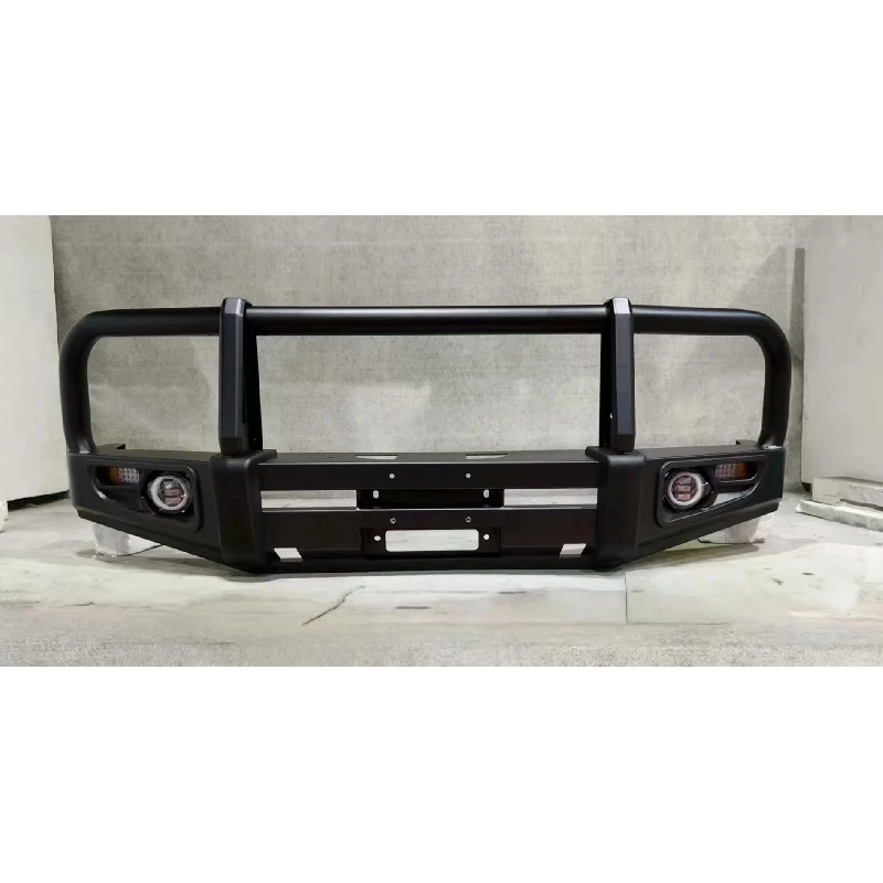 Black Powder Coated Steel Bull Bar Front Bumper Fit For LC76 2016 Offroad