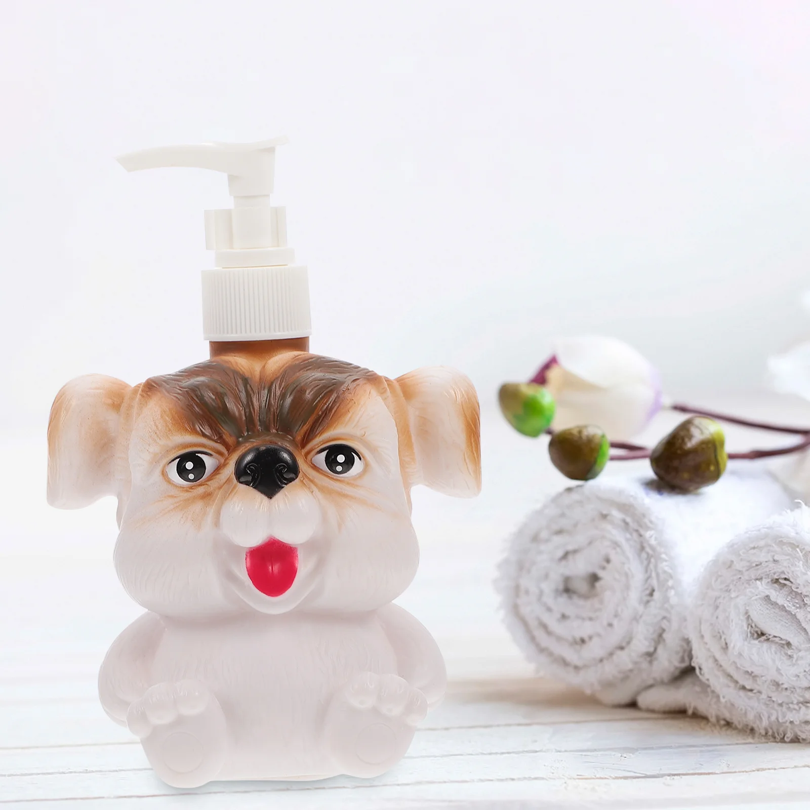 

Portable Lotion Bottle Dog Shape Pressing Sub Container Fine Material Wide Mouth Removable Nozzle For Travel Bathroom Hotel Use