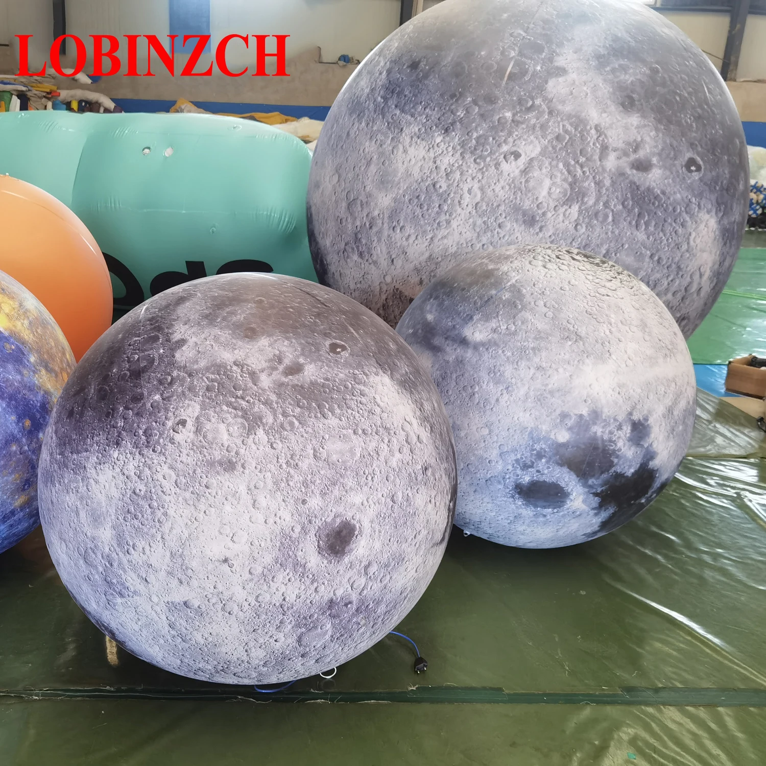 LOBINZCH Giant Inflatable Moon Ball With LED Lights PVC airtight Planet Balloon For Event Party Show Stage Decoration