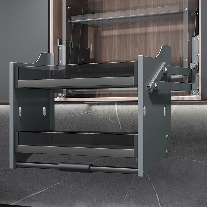 

HNOSS Metal Kitchen Cabinet Pull Down Basket Shelf Lift up Dish Rack Lifting Baskets for Kitchen