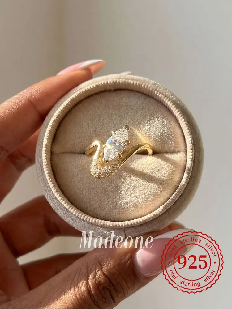 

Роскошное кольцо из стерлингового серебра 925 пробы с цирконием маркизного огранения, индивидуальный дизайн, для женщин, для помолвки, свадьбы, высококачественные ювелирные изделия