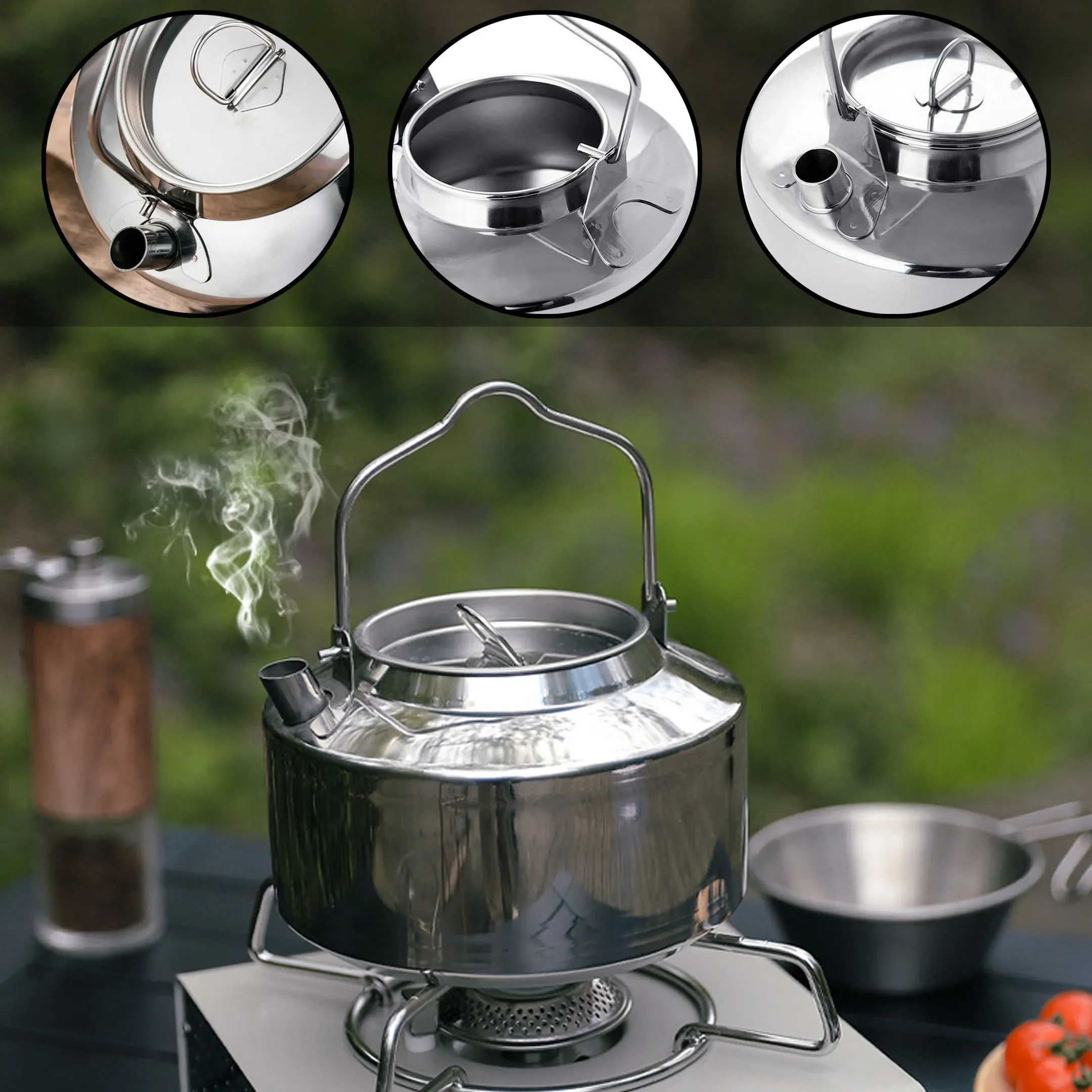 

Outdoor Stainless Steel Gas Mini Stove Portable Water Tea Jug For Tourist Travel Camping Kettle Teapot Pot To Boil Water Samovar