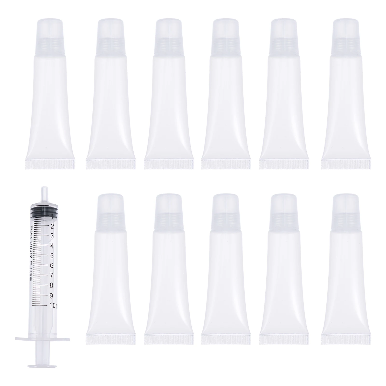

50pcs 10ml Lip Gloss Tubes Containers Balm Lipstick Plastic Squeeze Lightweight Durable Reusable Display Scale Gift
