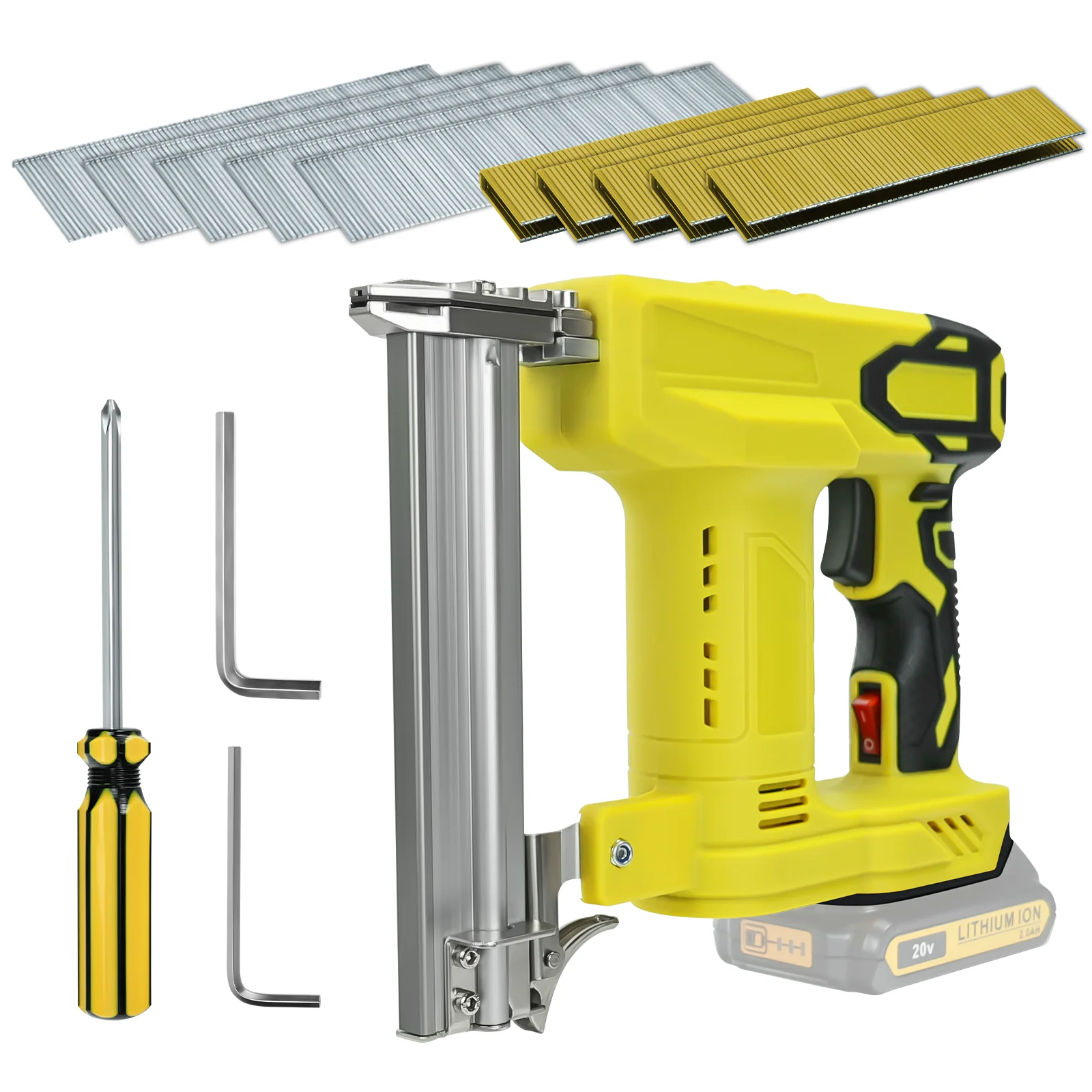 Cordless Electric Nail Gun Reta N-forma Nails Carpintaria Universal Pregando Máquina Dewalt 20v Bateria sem Bateria