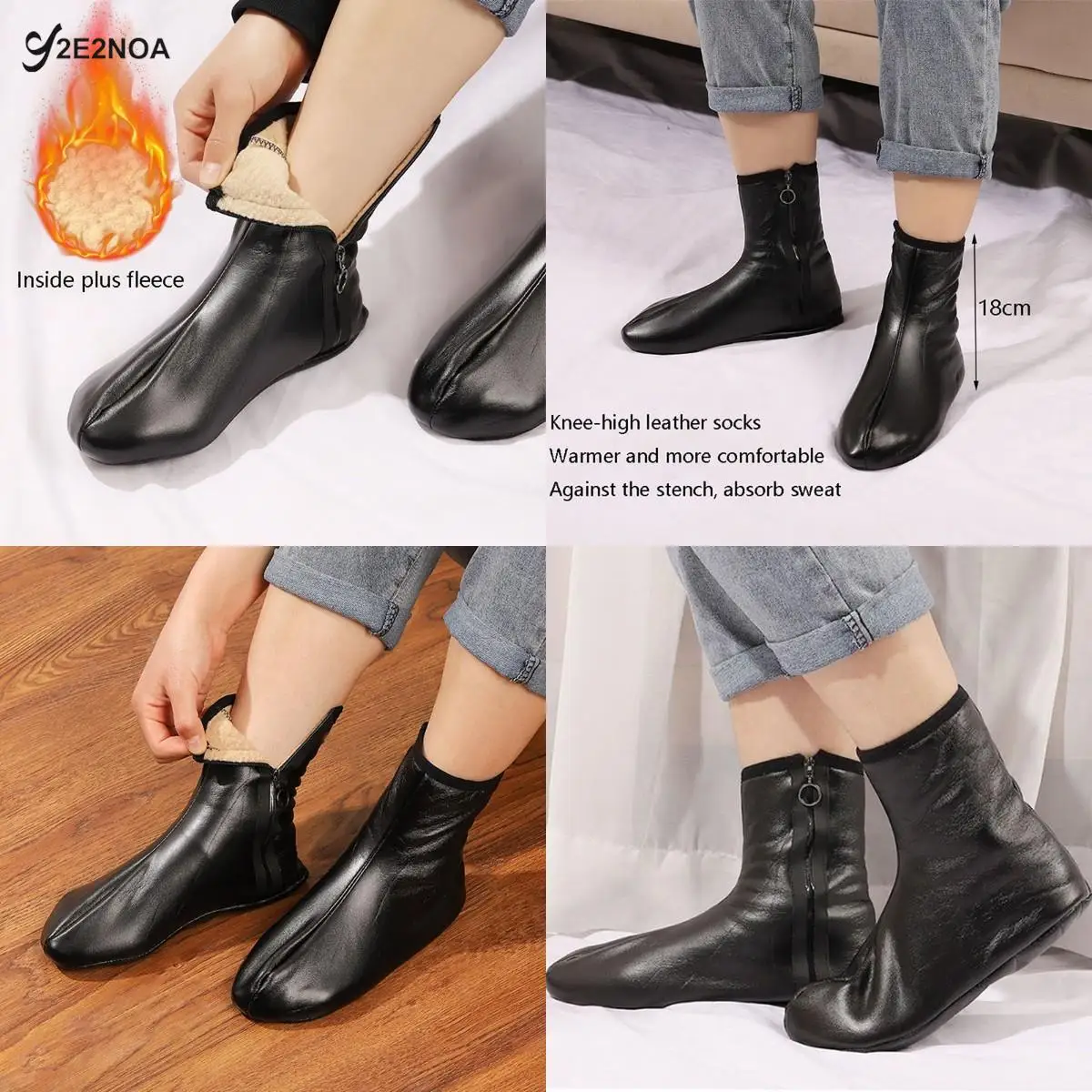 Unisex Winter Warm Leather Thermal Boat Slipper Indoor Home Soft Non-Slip Socks Men Women Breathable Comfortable Socks